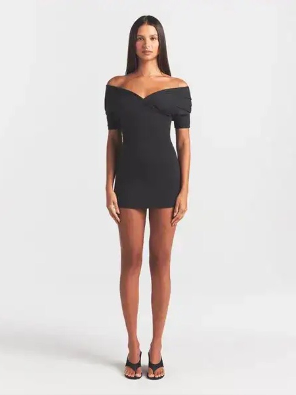 NWT SKIMS Cotton Wrap Mini Dress - Soot XS